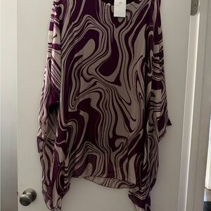 Amelia Collection Italian Fabric Silk Blend Tunic Kaftan Top One Size NWT